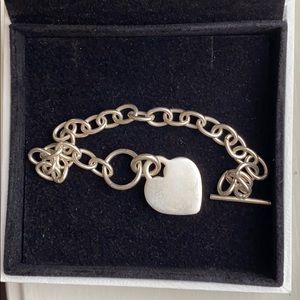 Silver link bracelet with heart